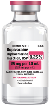 Bupivacaine Hydrochloride Injection, USP 0.25%, 25 mg per 10 mL